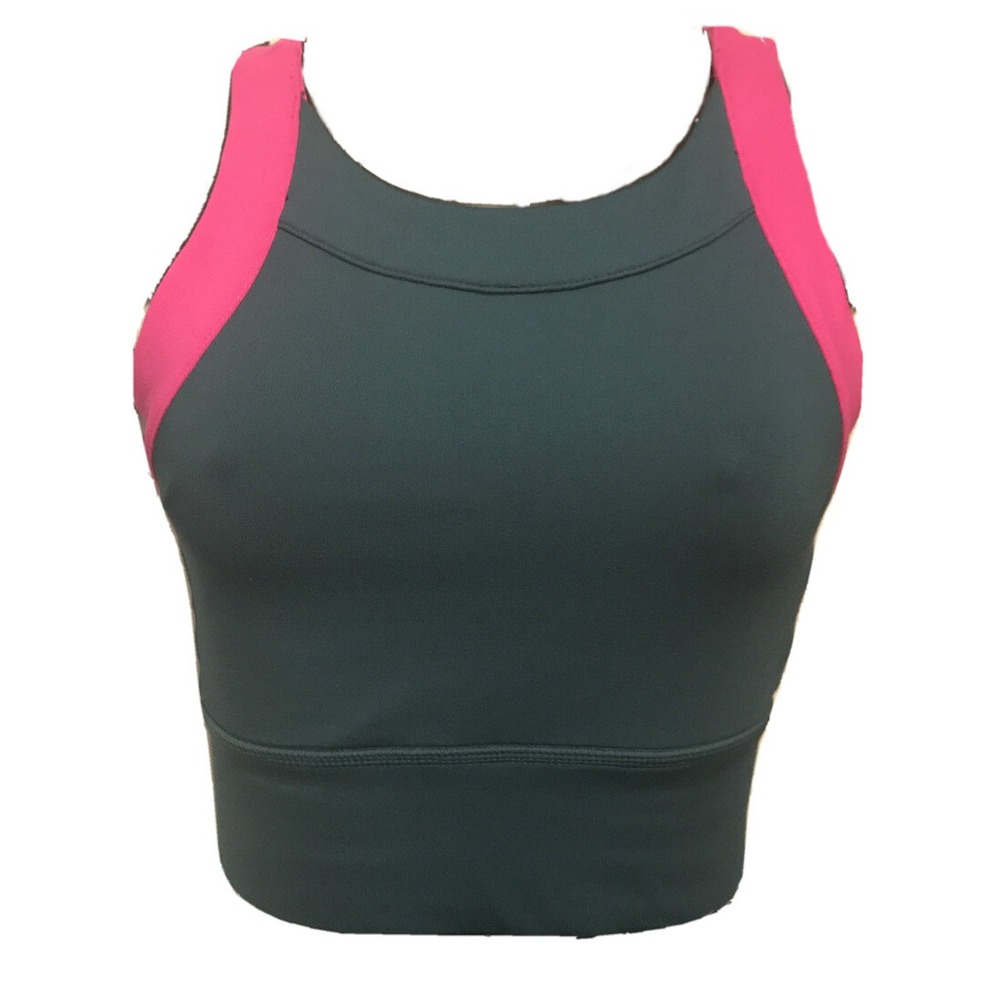 Small MPG Sports Bra Green Pink Color Block Racerback